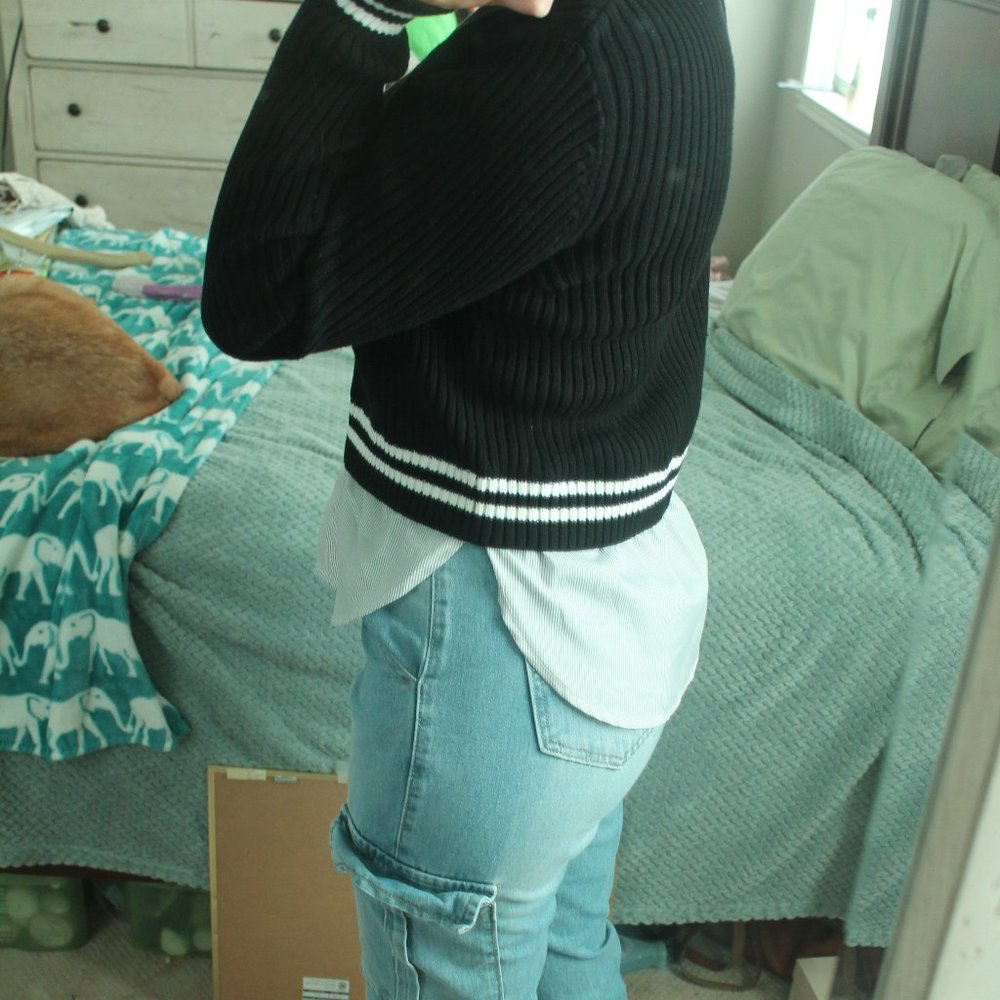 Top Shop Layered Ribbed Sweater with Under Shirt - Picture 6 of 6